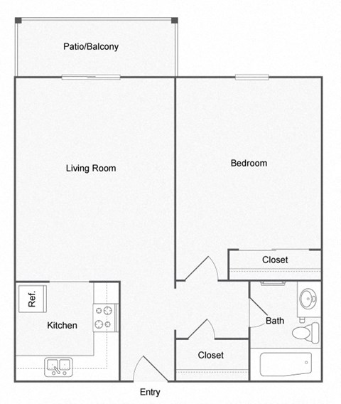 1 Bedroom A Floor Plan at Summit East Nashville, Nashville, 37217
